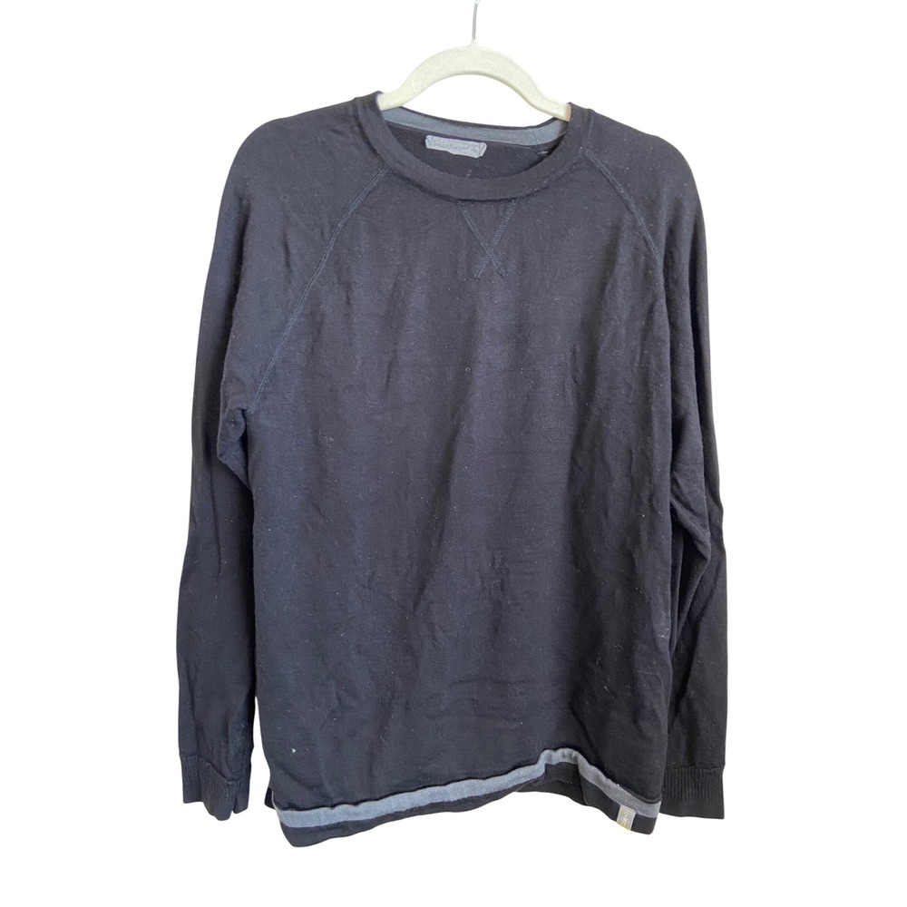 Smartwool Mens Black 100% Merino Wool Raglan Crewneck Sweater XL